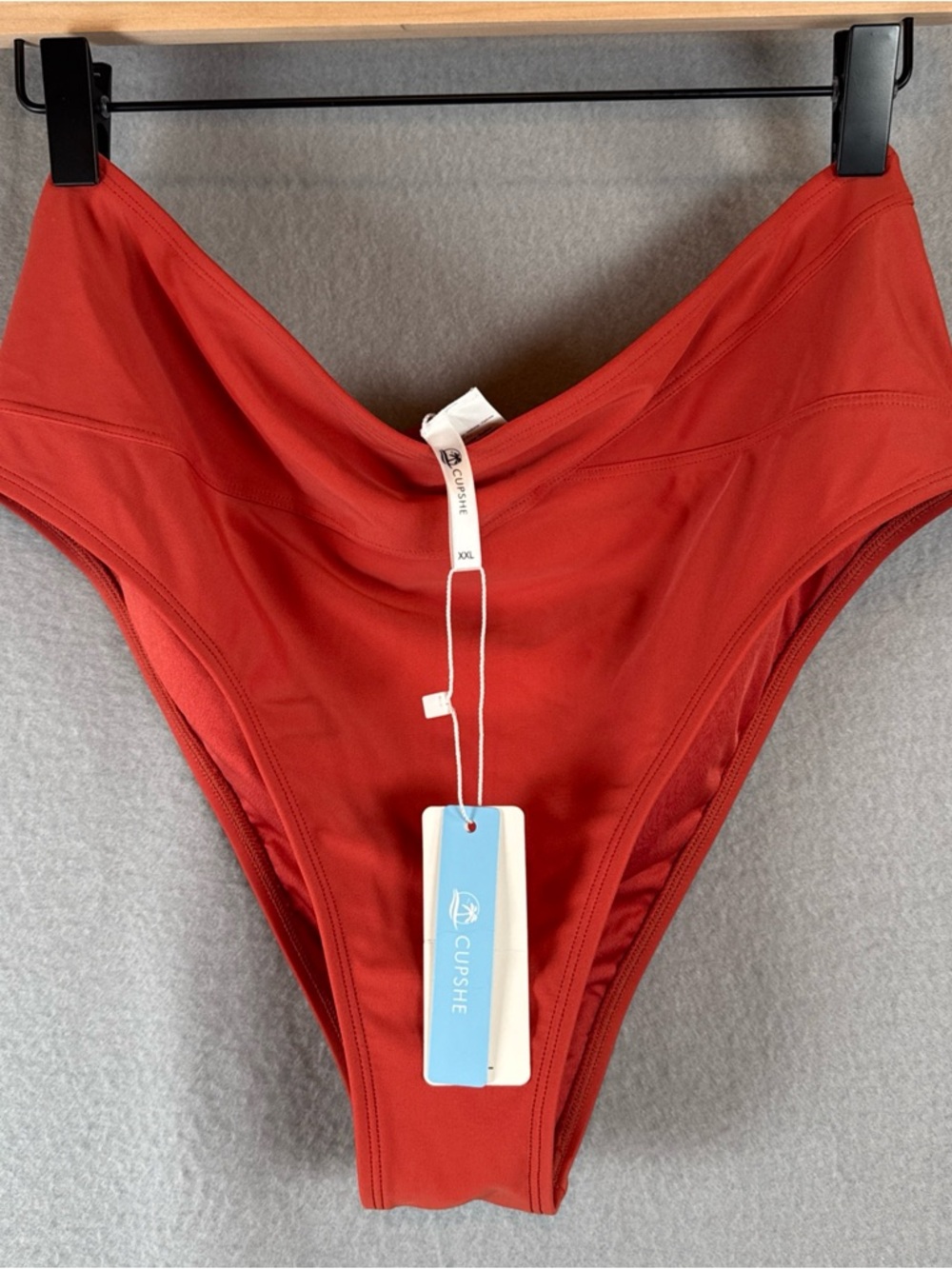 Cupshe High-Cut Orange-Red Bikini Bottom Bathing Suit